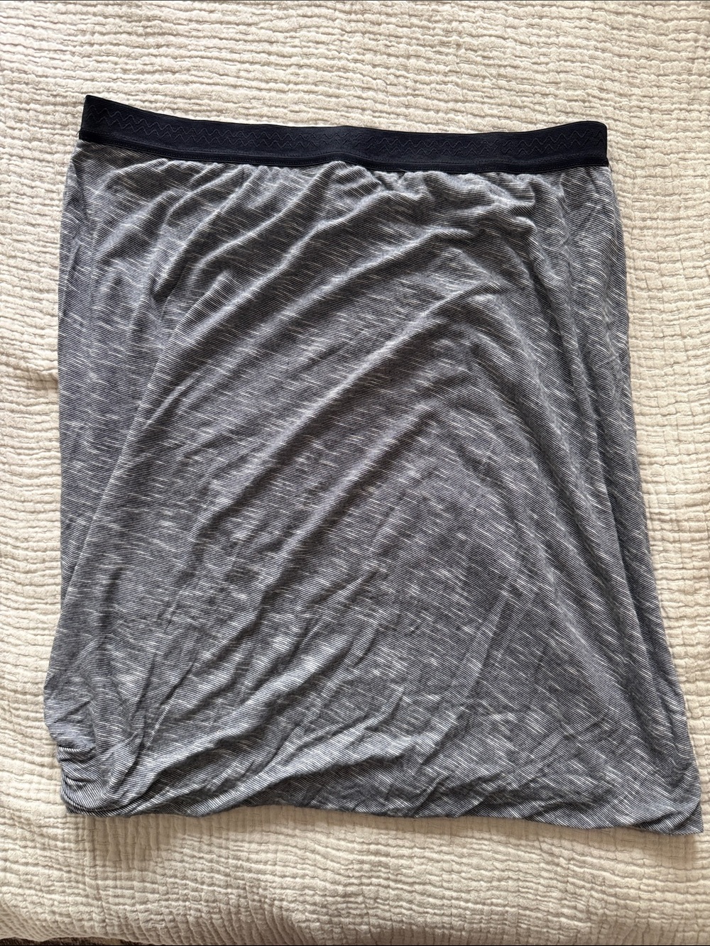 White and Black Knit Bubble Skirt with Black Waistband